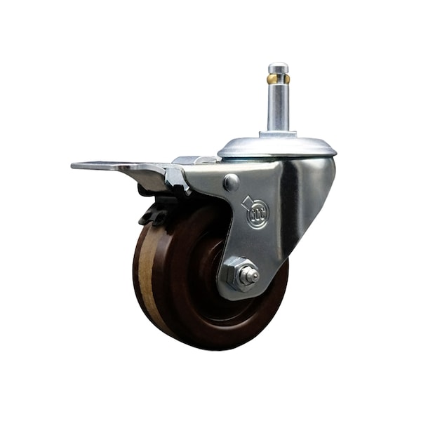 4 High Temp Phenolic Wheel Swivel 7/16'' Stem Caster Total Lock Brake